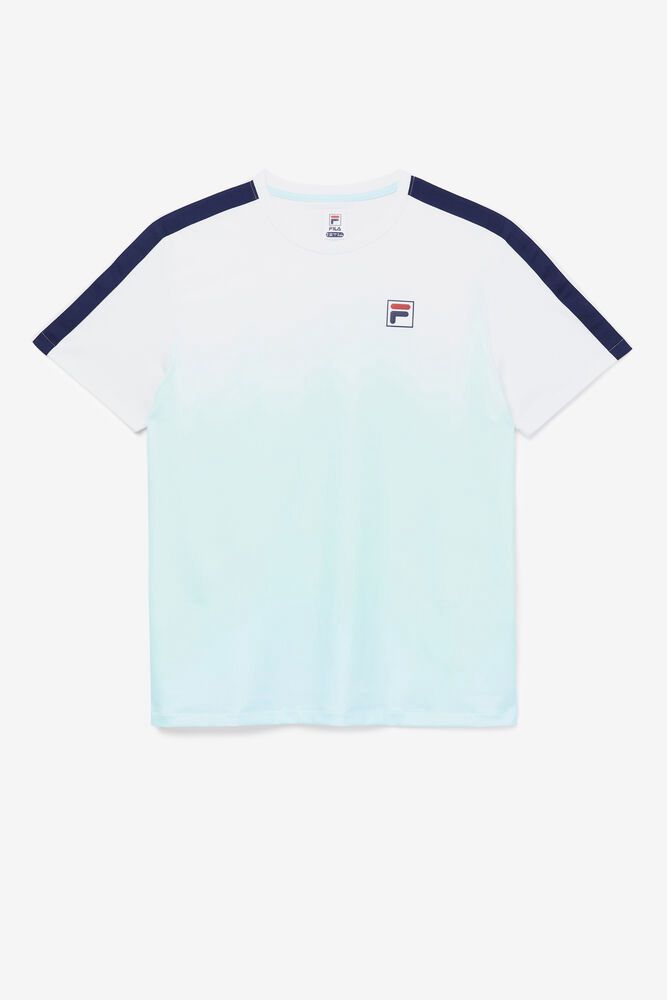 Fila T-Shirt Mens White Legends Ombre Crew - Ireland 90523-FUIX